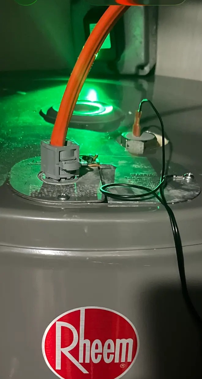 Corro-Protec powered anode installed on a Rheem tank water heater