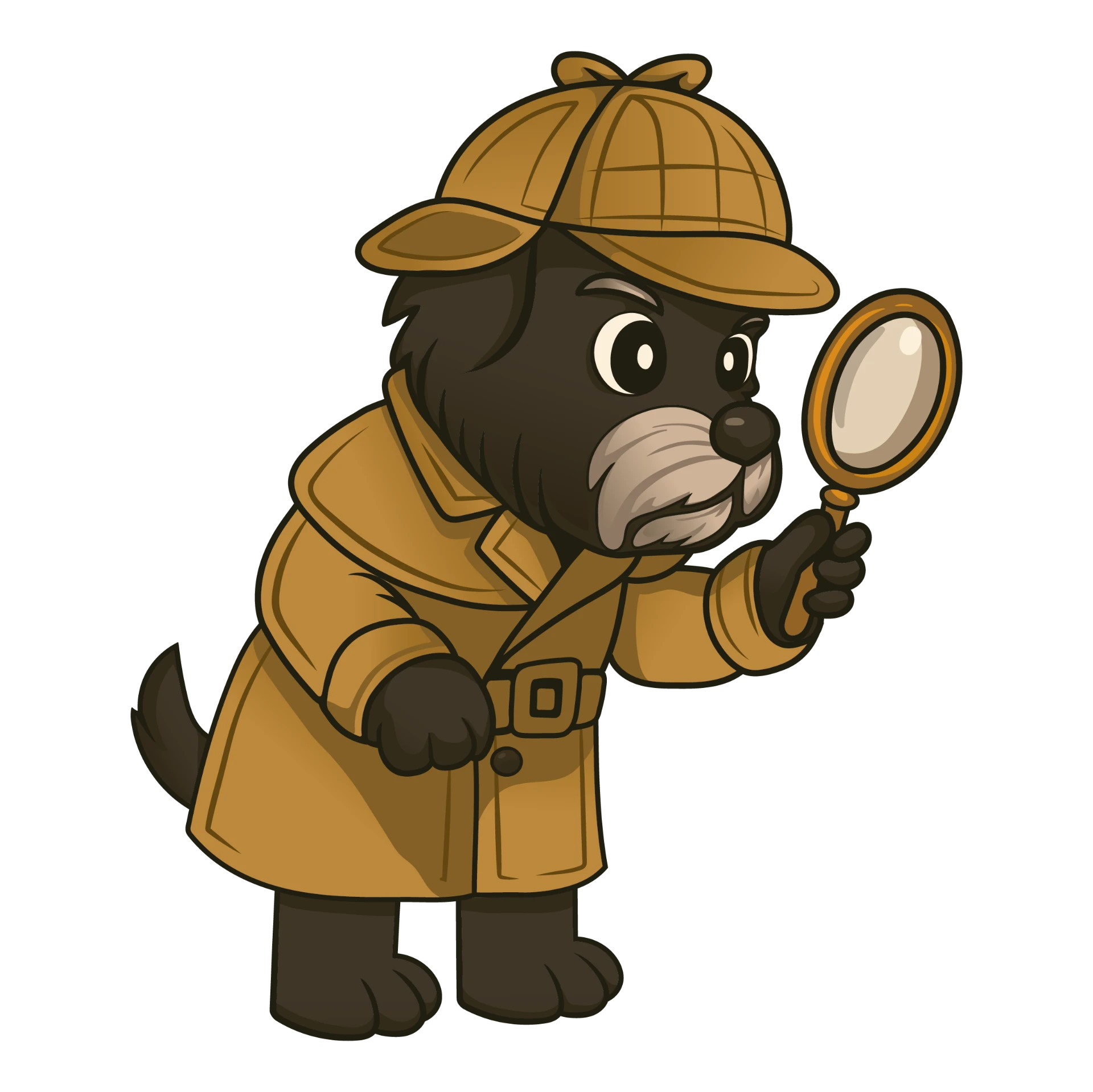 Plumbing Detectives mascot — a detective dog with a magnifying glass, sniffing out hidden leaks